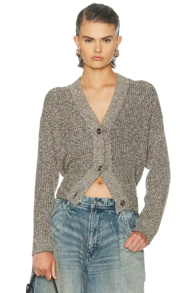 R13 Split Hem Ribbed Cardigan