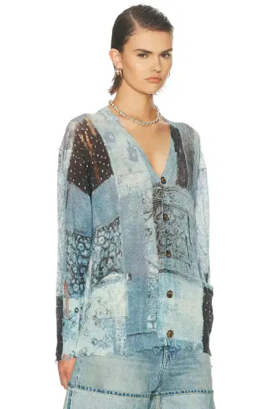 R13 Printed Boyfriend Cardigan | Thumbnail 2 R13 Printed Boyfriend Cardigan | Thumbnail 2