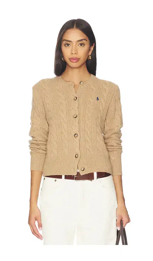 Cable Knit Wool Cashmere Cardigan