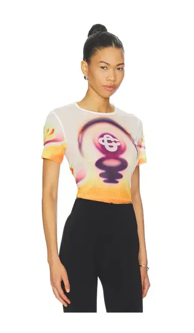 Casablanca Printed Mesh Baby Tee | Thumbnail 2 Casablanca Printed Mesh Baby Tee | Thumbnail 2