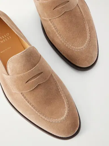 Brunello Cucinelli Calf Suede Penny Loafers - Men | Thumbnail 5