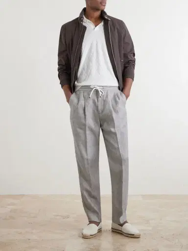 Brunello Cucinelli Open-Collar Knitted Cotton Polo Shirt - Men | Thumbnail 2