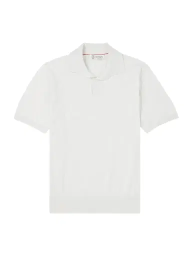 Brunello Cucinelli Open-Collar Knitted Cotton Polo Shirt - Men | Thumbnail 1
