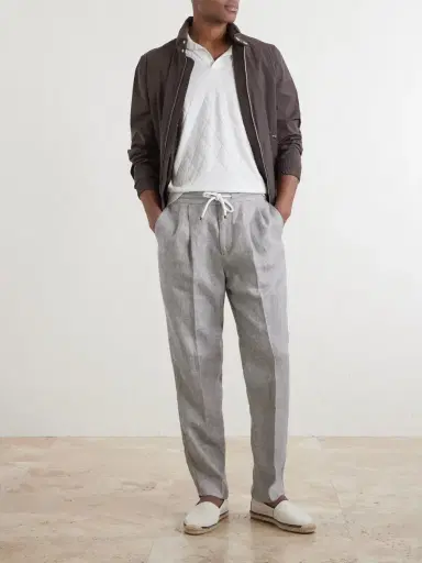 Brunello Cucinelli Straight-Leg Pleated Hemp and Linen-Blend Twill Trousers - Men | Thumbnail 2 Brunello Cucinelli Straight-Leg Pleated Hemp and Linen-Blend Twill Trousers - Men | Thumbnail 2
