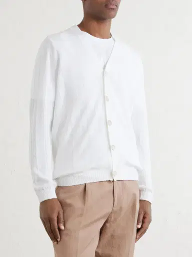 Brunello Cucinelli Knitted Linen and Cotton-Blend Cardigan - Men | Thumbnail 3