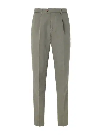 Brunello Cucinelli Straight-Leg Pleated Cotton and Linen-Blend Trousers - Men | Thumbnail 1 Brunello Cucinelli Straight-Leg Pleated Cotton and Linen-Blend Trousers - Men | Thumbnail 1