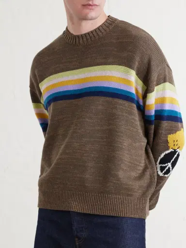 KAPITAL Peckish Rainbow Striped Cotton and Wool-Blend Sweater - Men | Thumbnail 3 KAPITAL Peckish Rainbow Striped Cotton and Wool-Blend Sweater - Men | Thumbnail 3