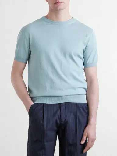 Canali Knitted Cotton T-Shirt - Men | Thumbnail 3