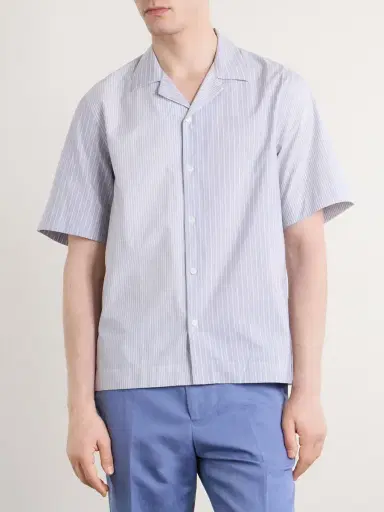 Paul Smith Camp-Collar Striped Cotton-Poplin Shirt - Men | Thumbnail 3