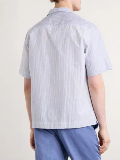 Paul Smith Camp-Collar Striped Cotton-Poplin Shirt - Men | Thumbnail 4