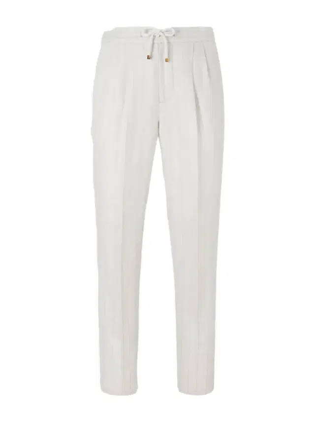 Brunello Cucinelli Straight-Leg Pinstriped Pleated Linen Trousers - Men