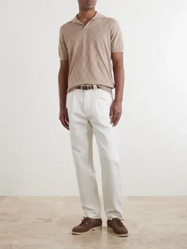 Brunello Cucinelli Open-Collar Knitted Cotton Polo Shirt - Men | Thumbnail 2 Brunello Cucinelli Open-Collar Knitted Cotton Polo Shirt - Men | Thumbnail 2
