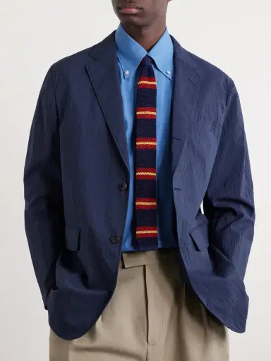 Beams Plus 4cm Striped SIlk Tie - Men | Thumbnail 3