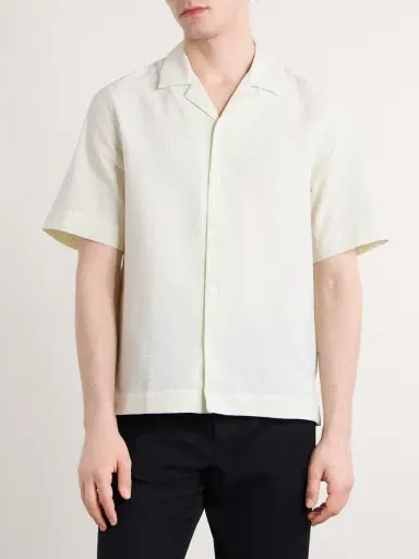 Paul Smith Camp-Collar Striped Cotton-Seersucker Shirt - Men | Thumbnail 3
