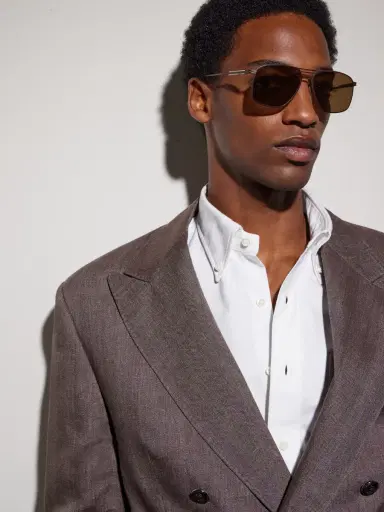 Brunello Cucinelli Aviator-Style Titanium Sunglasses - Men | Thumbnail 2
