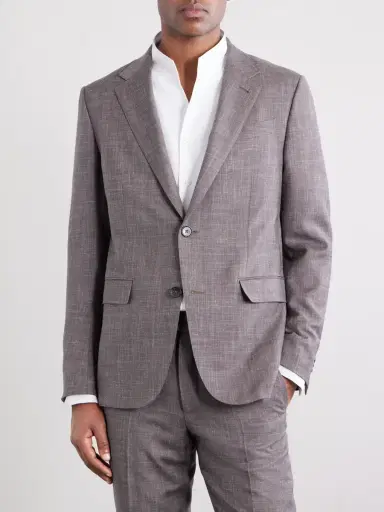 Zegna Prince of Wales Checked Wool, Silk and Linen-Blend Suit Jacket - Men | Thumbnail 3