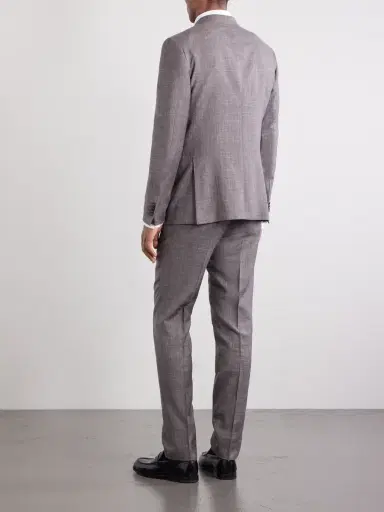 Zegna Prince of Wales Checked Wool, Silk and Linen-Blend Suit Jacket - Men | Thumbnail 4