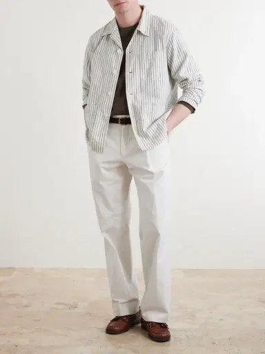 Hartford Perry Striped Linen and Cotton-Blend Woven Jacket - Men | Thumbnail 2 Hartford Perry Striped Linen and Cotton-Blend Woven Jacket - Men | Thumbnail 2