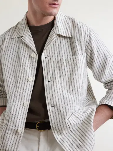 Hartford Perry Striped Linen and Cotton-Blend Woven Jacket - Men | Thumbnail 5 Hartford Perry Striped Linen and Cotton-Blend Woven Jacket - Men | Thumbnail 5