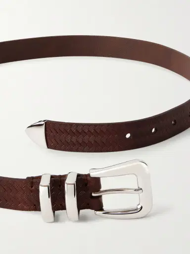 Brunello Cucinelli 2cm Croc-Effect Leather Belt - Men | Thumbnail 3