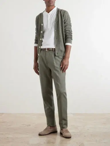 Brunello Cucinelli Striped Knitted Linen and Cotton-Blend Cardigan - Men | Thumbnail 2 Brunello Cucinelli Striped Knitted Linen and Cotton-Blend Cardigan - Men | Thumbnail 2