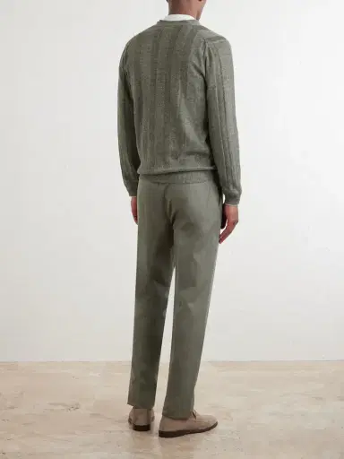 Brunello Cucinelli Striped Knitted Linen and Cotton-Blend Cardigan - Men | Thumbnail 4 Brunello Cucinelli Striped Knitted Linen and Cotton-Blend Cardigan - Men | Thumbnail 4