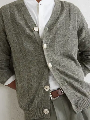 Brunello Cucinelli Striped Knitted Linen and Cotton-Blend Cardigan - Men | Thumbnail 5 Brunello Cucinelli Striped Knitted Linen and Cotton-Blend Cardigan - Men | Thumbnail 5