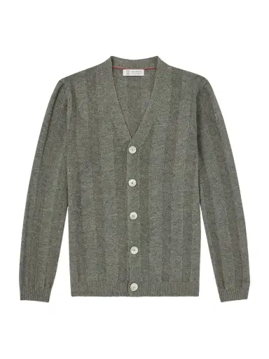 Brunello Cucinelli Striped Knitted Linen and Cotton-Blend Cardigan - Men | Thumbnail 1 Brunello Cucinelli Striped Knitted Linen and Cotton-Blend Cardigan - Men | Thumbnail 1
