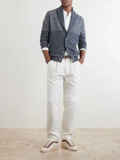 Brunello Cucinelli Shawl-Collar Knitted Cotton Cardigan - Men | Thumbnail 2 Brunello Cucinelli Shawl-Collar Knitted Cotton Cardigan - Men | Thumbnail 2
