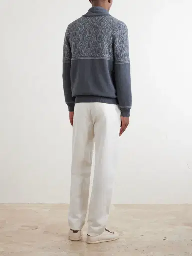 Brunello Cucinelli Shawl-Collar Knitted Cotton Cardigan - Men | Thumbnail 4 Brunello Cucinelli Shawl-Collar Knitted Cotton Cardigan - Men | Thumbnail 4