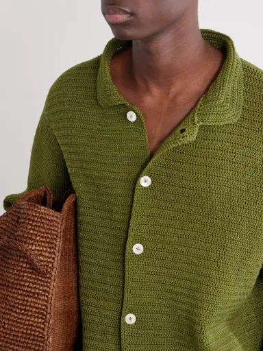 BODE Marsh Striped Crocheted Cotton Shirt - Men | Thumbnail 5 BODE Marsh Striped Crocheted Cotton Shirt - Men | Thumbnail 5