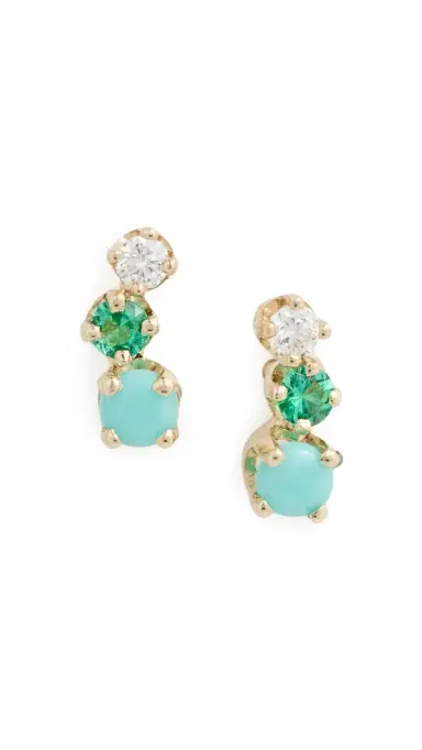 Zoë Chicco 14k Gold Mixed Diamond and Gemstones Earrings 14k Yellow Gold One Size | Thumbnail 6