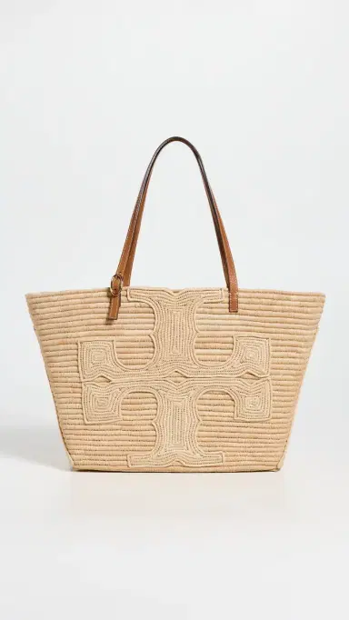 Tory Burch Ella Structured Straw Large Tote Bag Natural One Size | Thumbnail 2