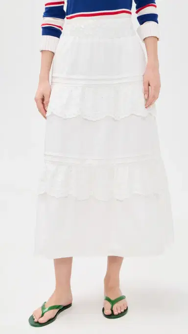 Rowing Blazers Eyelet Tiered kirt White | Thumbnail 2 Rowing Blazers Eyelet Tiered kirt White | Thumbnail 2