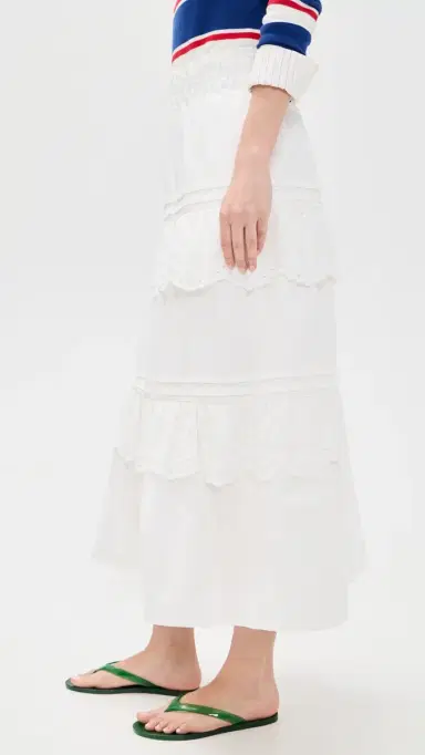 Rowing Blazers Eyelet Tiered kirt White | Thumbnail 4 Rowing Blazers Eyelet Tiered kirt White | Thumbnail 4