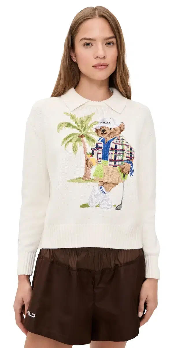 Polo Bear ayered Collar Pullover White Splash Multi