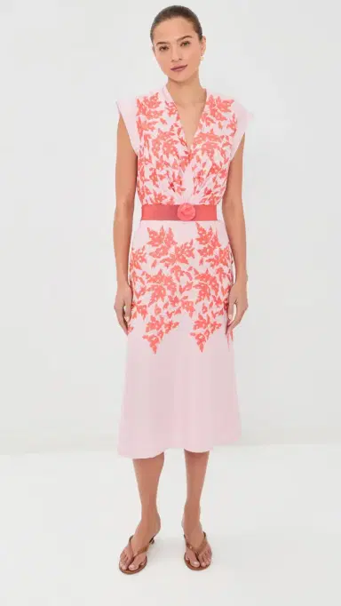 Silvia Tcherassi Olive Dress Pink Orange Embroidery | Thumbnail 2 Silvia Tcherassi Olive Dress Pink Orange Embroidery | Thumbnail 2