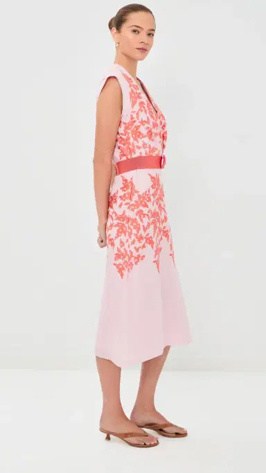 Silvia Tcherassi Olive Dress Pink Orange Embroidery | Thumbnail 4 Silvia Tcherassi Olive Dress Pink Orange Embroidery | Thumbnail 4