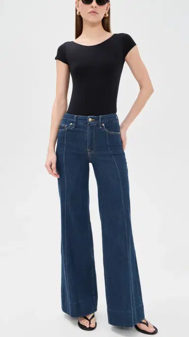 Good American Good Waist Palazzo Jeans Indigo19 | Thumbnail 5