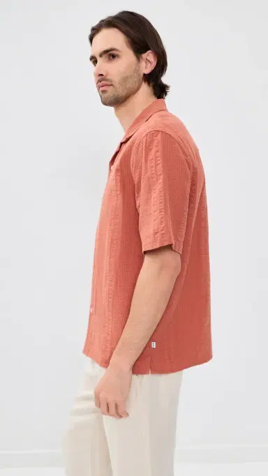 Wax London Double Weave Didcot Shirt Rust | Thumbnail 4
