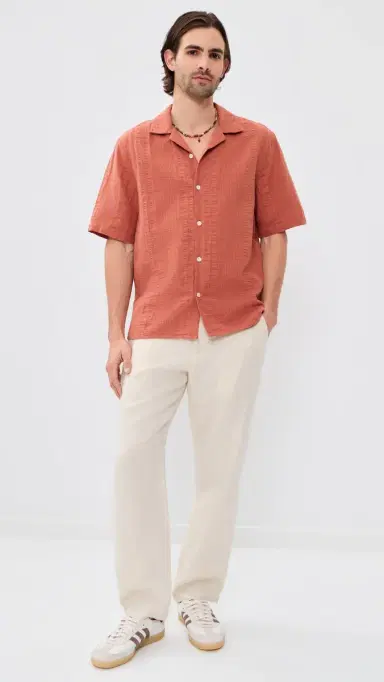 Wax London Double Weave Didcot Shirt Rust | Thumbnail 5