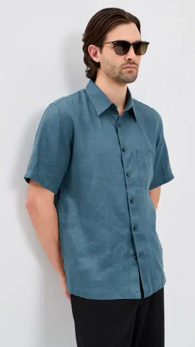 Theory Irving Relaxed Linen Shirt Bering M | Thumbnail 2