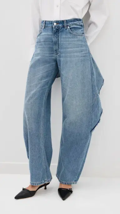 Stella McCartney Relaxed Curve Deconstructed Jeans Mid Blue | Thumbnail 2