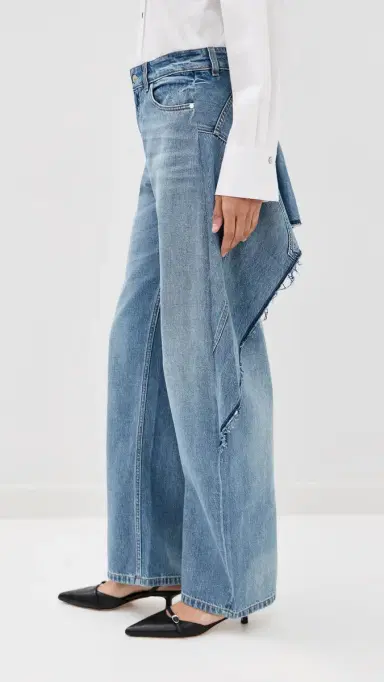 Stella McCartney Relaxed Curve Deconstructed Jeans Mid Blue | Thumbnail 4