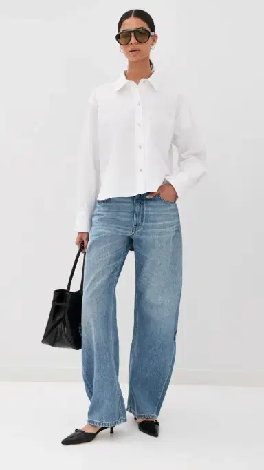 Stella McCartney Relaxed Curve Deconstructed Jeans Mid Blue | Thumbnail 5