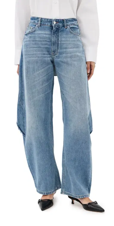 Stella McCartney Relaxed Curve Deconstructed Jeans Mid Blue | Thumbnail 1