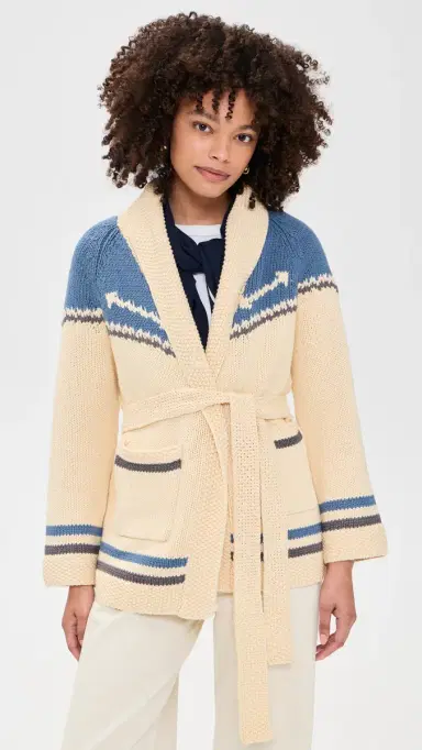 THE GREAT. THE GREAT x Stetson The Western Riding Cardigan Sweater Robin Blue | Thumbnail 2 THE GREAT. THE GREAT x Stetson The Western Riding Cardigan Sweater Robin Blue | Thumbnail 2