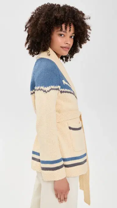 THE GREAT. THE GREAT x Stetson The Western Riding Cardigan Sweater Robin Blue | Thumbnail 4 THE GREAT. THE GREAT x Stetson The Western Riding Cardigan Sweater Robin Blue | Thumbnail 4