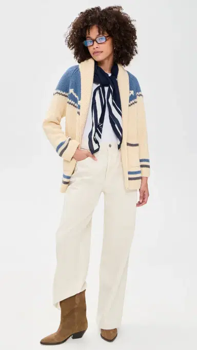 THE GREAT. THE GREAT x Stetson The Western Riding Cardigan Sweater Robin Blue | Thumbnail 5 THE GREAT. THE GREAT x Stetson The Western Riding Cardigan Sweater Robin Blue | Thumbnail 5