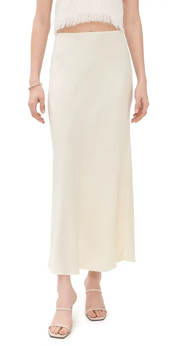 Silk Bias Maxi Skirt Cream